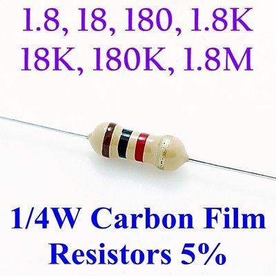 Resistencia Oxido Metal 1K8 1/4W 5% AXIAL