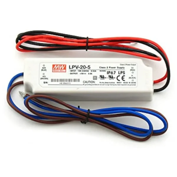 Driver LED 5Vdc 15W 3A IP67 MW LPV-20-5
