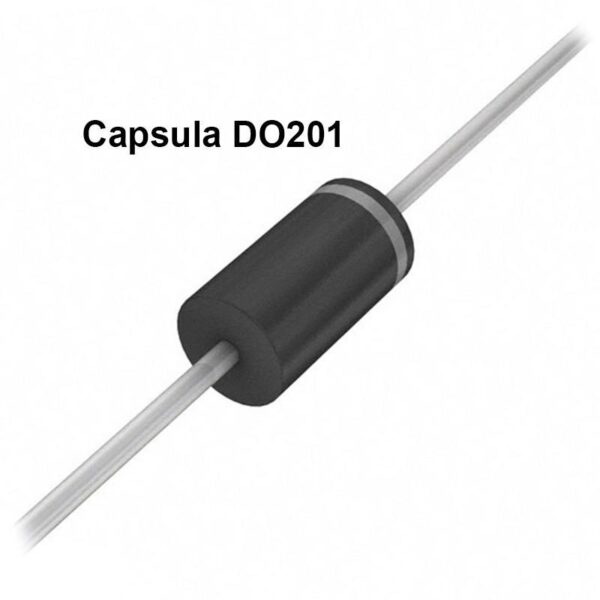 Diodo Rectificador Schottky 200V 5A DO201 Axial SB5200