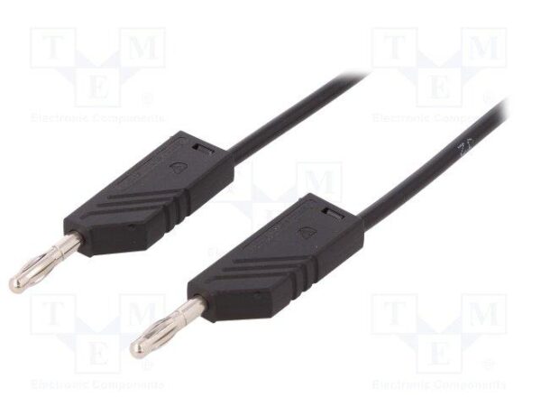 Cable de Prueba con Bananas 4mm 1m color NEGRO 16A/60Vdc