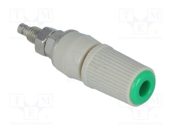 Hembrilla de Panel o Chasis para Banana de 4mm 24Amp color VERDE