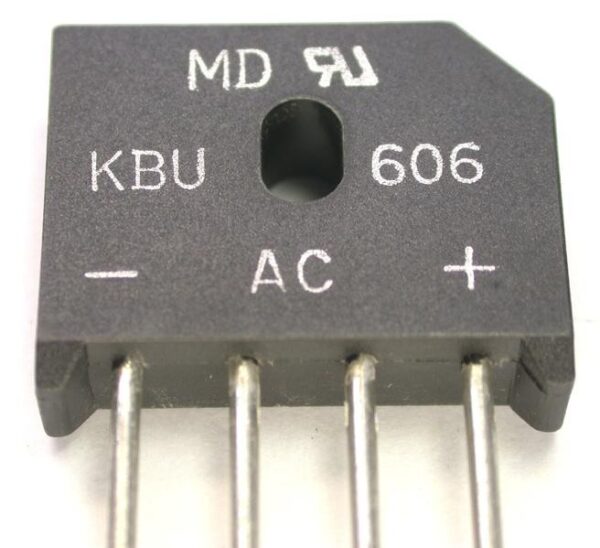 Puente Rectificador 1000V 6Amp 24x12mm Hilos KBU610