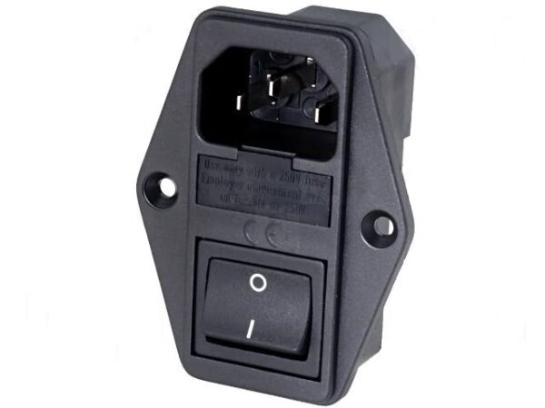Base Conexion Empotrar IEC320 C14 + PortaFusible + Interruptor