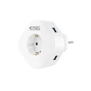 Cargador USB-C 2xUSB-A Schuko NANOCABLE