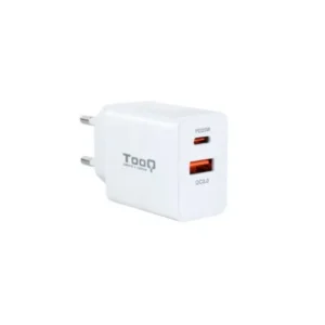 Cargador USB-C/PD USB-A/QC 20W BLANCO TOOQ
