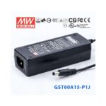Alimentador Salida Fija 15Vdc 4Amp 60W Conector salida 5,5x2,1mm MW GST60A15-P1J