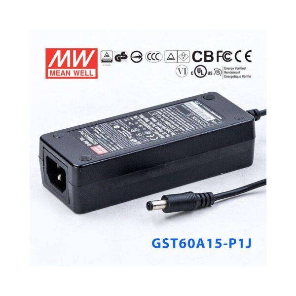 Alimentador Salida Fija 15Vdc 4Amp 60W Conector salida 5,5x2,1mm MW GST60A15-P1J
