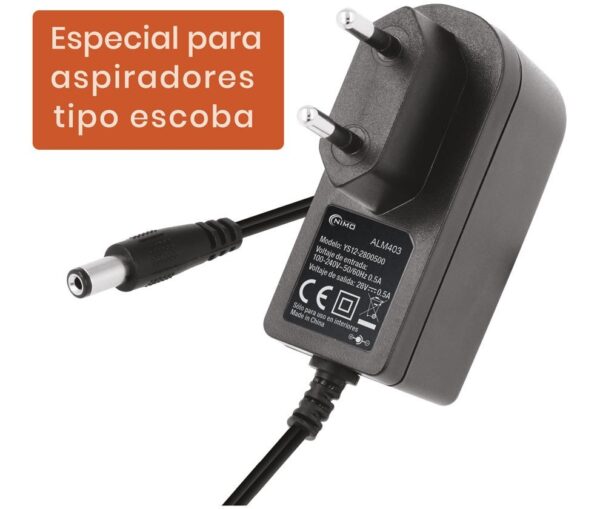 Alimentador Salida Fija 28Vdc 0,5Amp 14W Conector 5,5x2,1mm Escoba Eléctrica