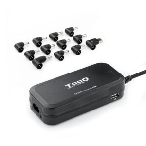 Cargador Portatil Universal 90W 12V-20Vdc + 2 USB con 12 Conectores