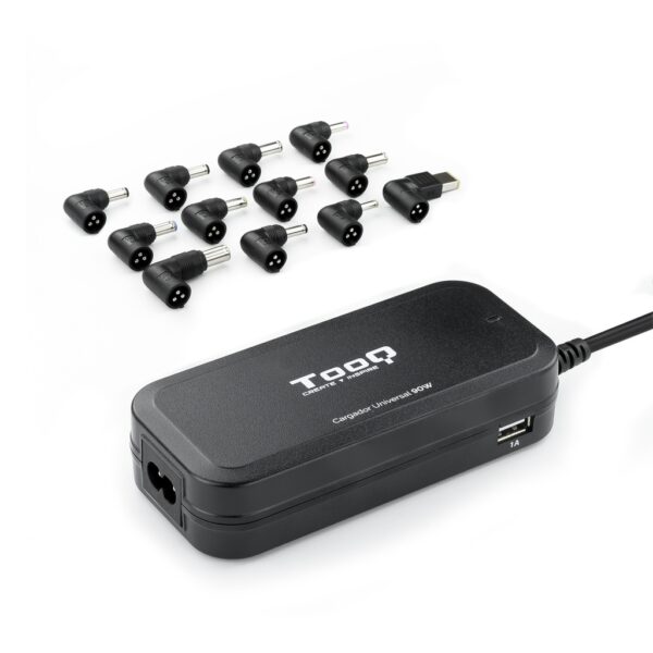 Cargador Portatil Universal 90W 12V-20Vdc + 2 USB con 12 Conectores