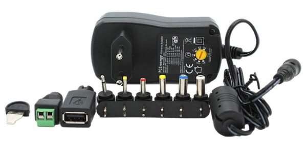 Alimentador Regulable Manual 3V-12Vdc 12W 1000mAh  con 8 conectores PCE1000-UNI