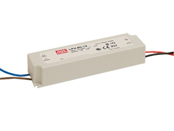 Driver LED 12Vdc 60W 5A  IP67 MW LPV-60-12