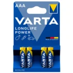 PILA AAA/LR03 Alcalina 1,5V VARTA LONGLIFE POWER (Blister 4 Unidades)