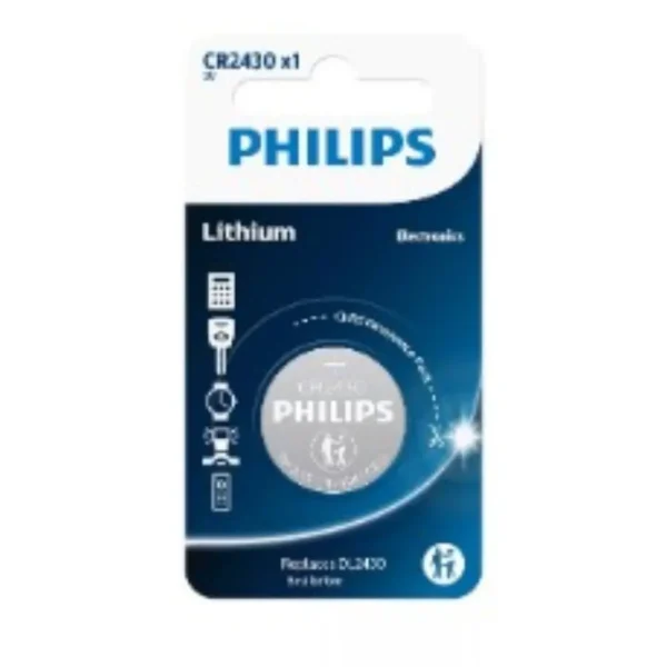 PILA LITIO CR2430 PHILIPS 3V/250mAh (Blister 1 Pila)
