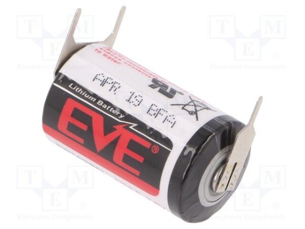 PILA LITIO ER14250/PFR 3,6V/1200mAh EVE 3 pines (Positivo en 1 pin) 1/2AA 1/2R6