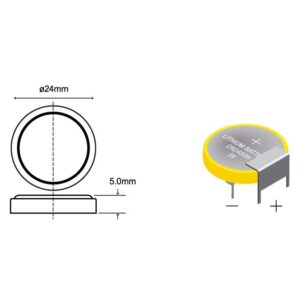 PILA LITIO CR2450H 3V/550mAh Cto. Impreso Posición Horizontal 3pin