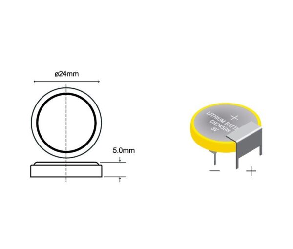 PILA LITIO CR2450H 3V/550mAh Cto. Impreso Posición Horizontal 3pin