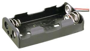 Portapilas AA R06x2 con Cables  2 pilas AA en plano