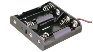 Portapilas R06x4 con Cables   4 pilas AA en plano