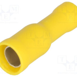Terminal Cilindrico Hembra 5mm Aislado AMARILLO