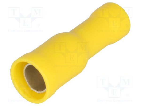 Terminal Cilindrico Hembra 5mm Aislado AMARILLO