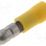 Terminal Cilindrico Macho 5mm Aislado AMARILLO
