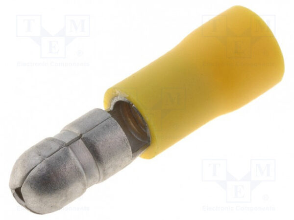Terminal Cilindrico Macho 5mm Aislado AMARILLO
