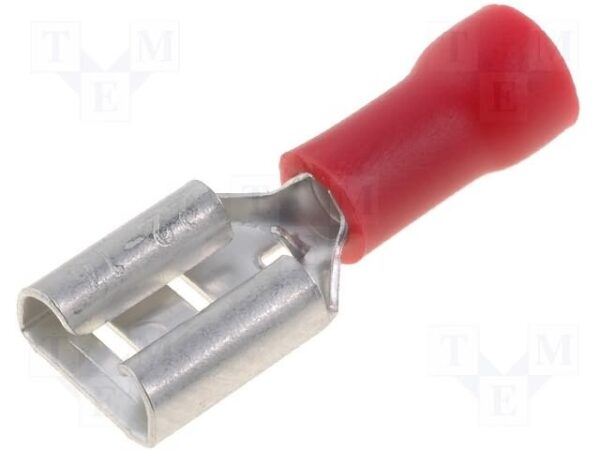 Terminal Faston Hembra 6,3mm PreAislado ROJO (100 Unidades)