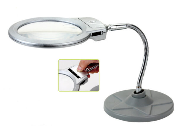 Lupa Sobremesa con Luz LED a Pilas