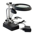 Soporte Sobre Mesa Soldador con 2 lupas Led y pinzas de cocodrilo