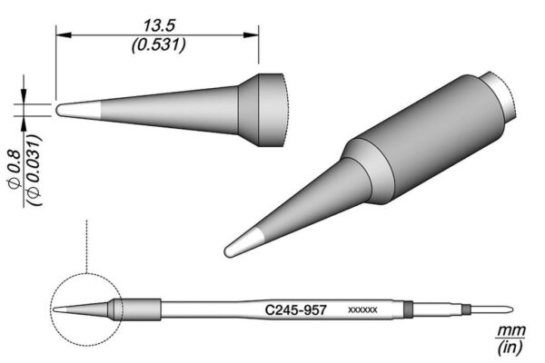 Cartucho Conico Ø0.8mm para T245A JBC C245-957