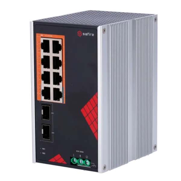 Switch DIN PoE Gigabit 8P RJ45 +2SFP SAFIRE