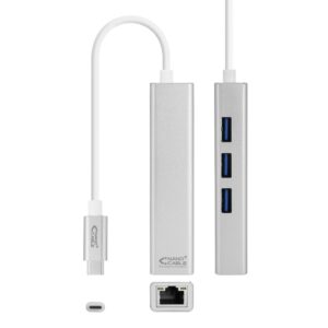Conversor USB-C a RJ45 Gigabit Hub 3xUSB 3.0 NANOCABLE
