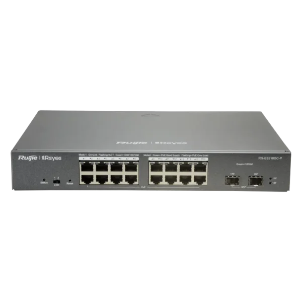 Switch PoE Gigabit 16P+2P SFP Gestionable REYEE
