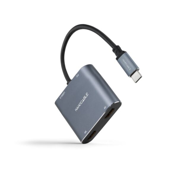 Conversor USB-C a 2xHDMI/USB-A/USB-C PD NANOCABLE