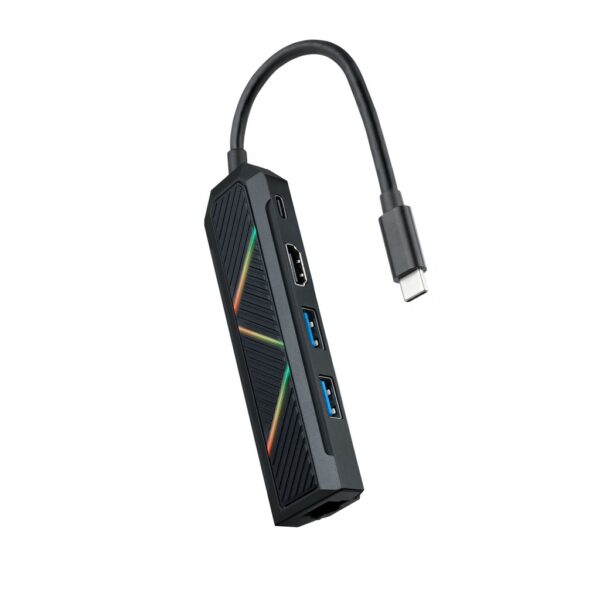 HUB USB-C 2xUSB-A+USB-C CARGA+HDMI+RJ45