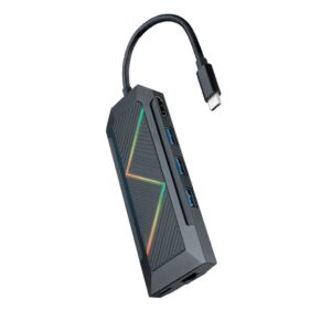 HUB USB-C 8en1 3xUSB-A USB-C PD HDMI RJ45 TF SD