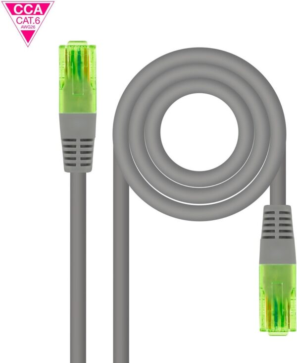 Latiguillo RJ45 Cat6 UTP AWG26 CCA 5m GRIS NANOCABLE