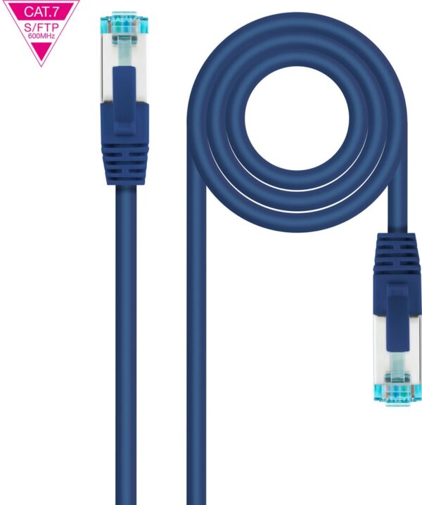 Latiguillo RJ45 Cat7 S/FTP CU LSZH 0,5m AZUL NANOCABLE