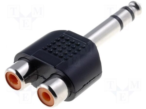 Adaptador JACK 6,3 Macho Stereo a 2 RCA Hembra